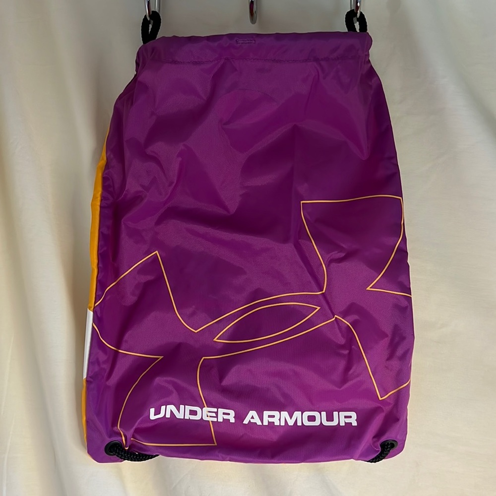 EUC Under Armour cinch gym bag purple/orange